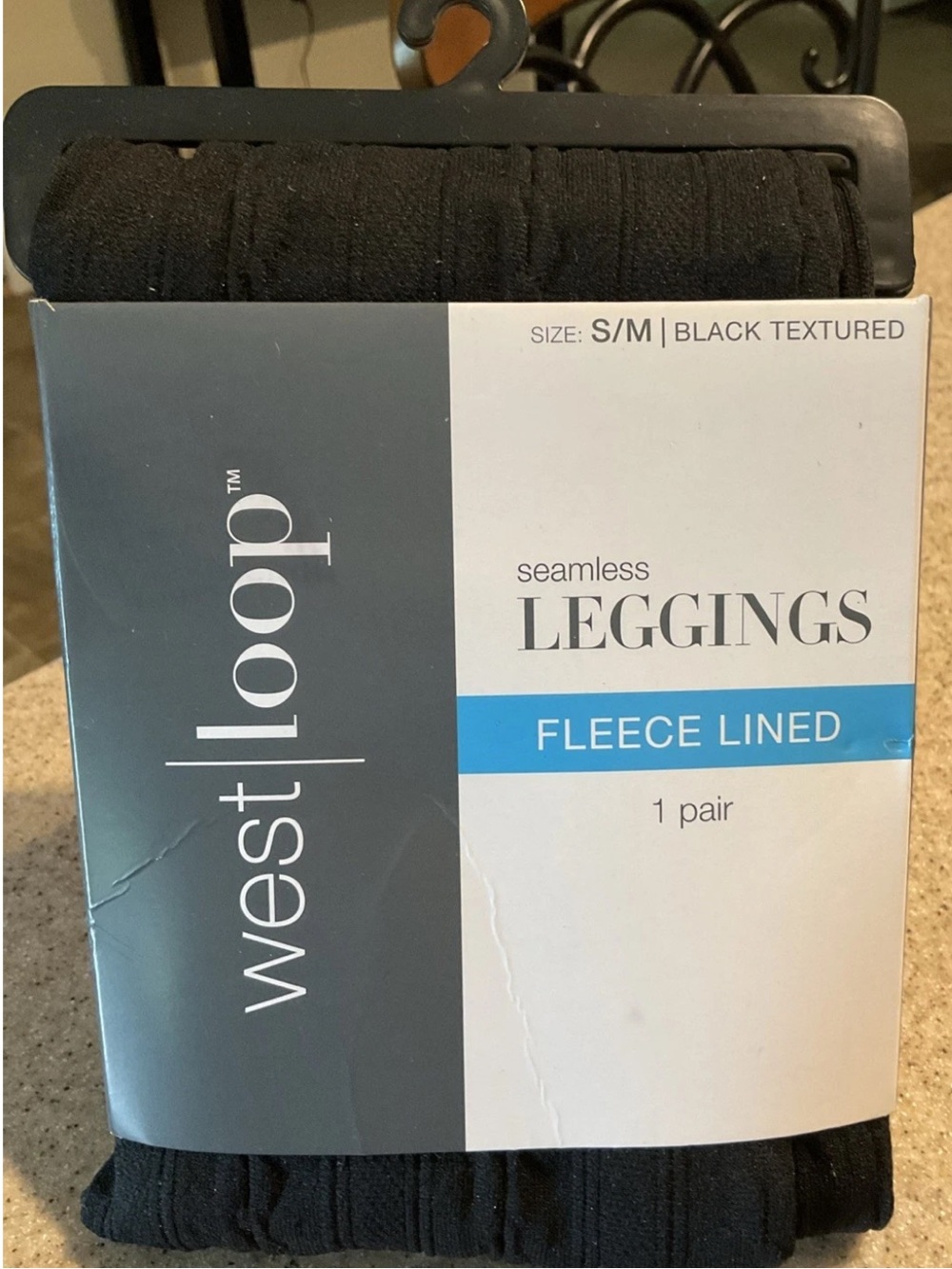 West Loop Womens Seamless Leggings Fleece Lined Black Texture Size S/M (4-8) NEW